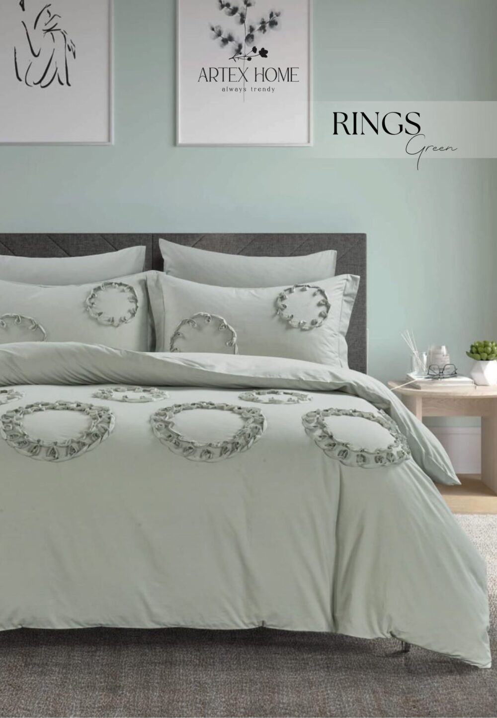 סט מצעים ג’קארד יוקרתי דגם RINGS GREY