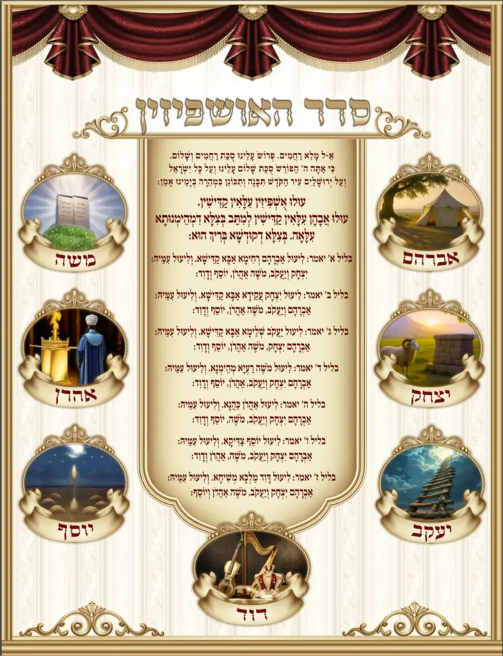 בד לסוכה "אושפיזין"
