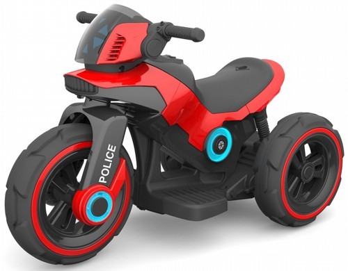 אופנוע חשמלי לילדים משטרה 6v לילדים בצבע אדום