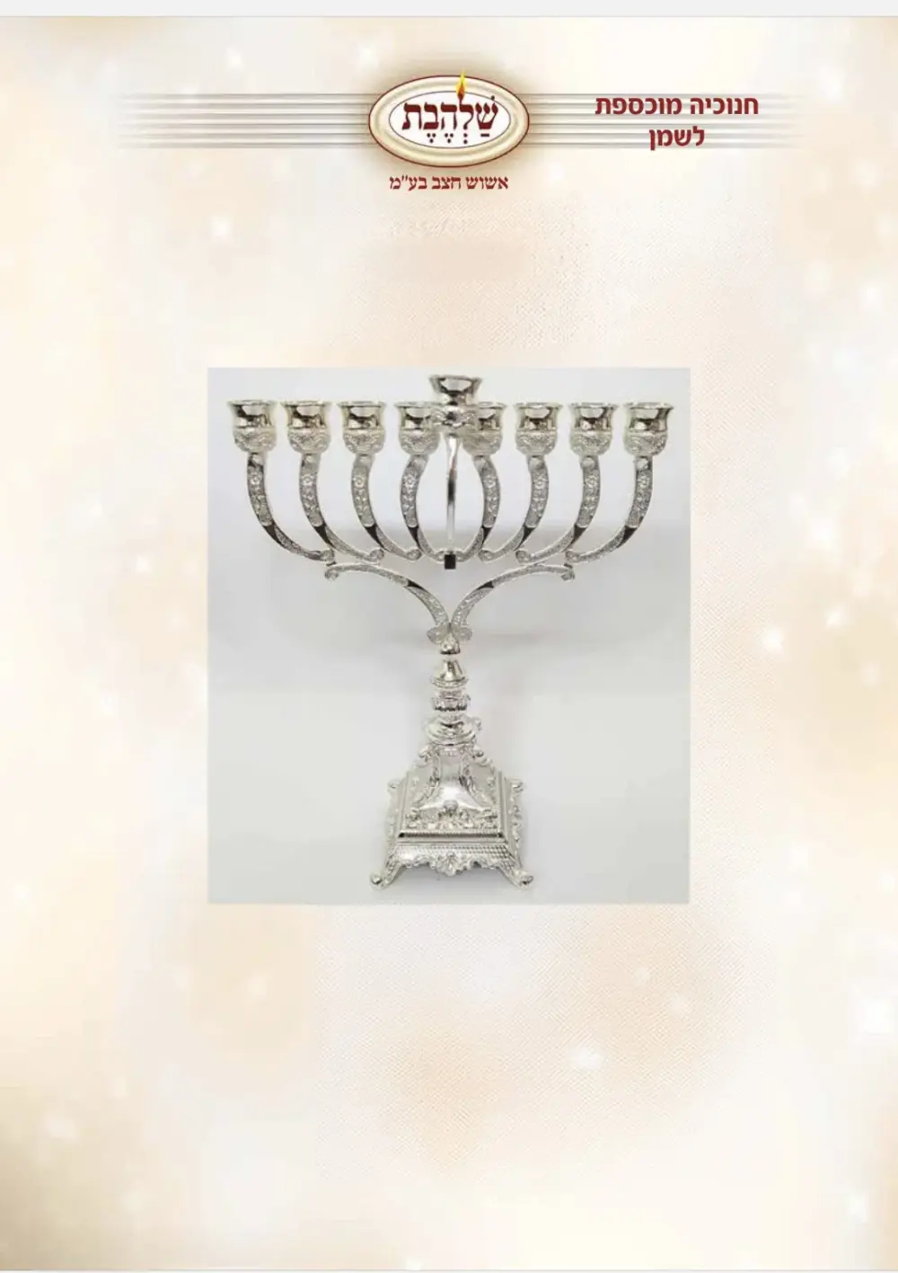 חנוכיה מוכספת לשמן דגם