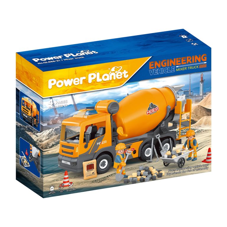 מערבל בטון כתום עם אורות וצלילים power planet