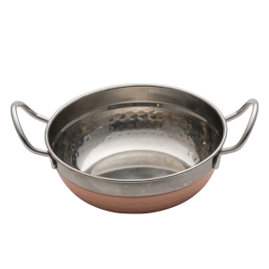 מחבת עמוק עגול 2 ידיות מרוקע ציפוי נחושת 21 ס”מ