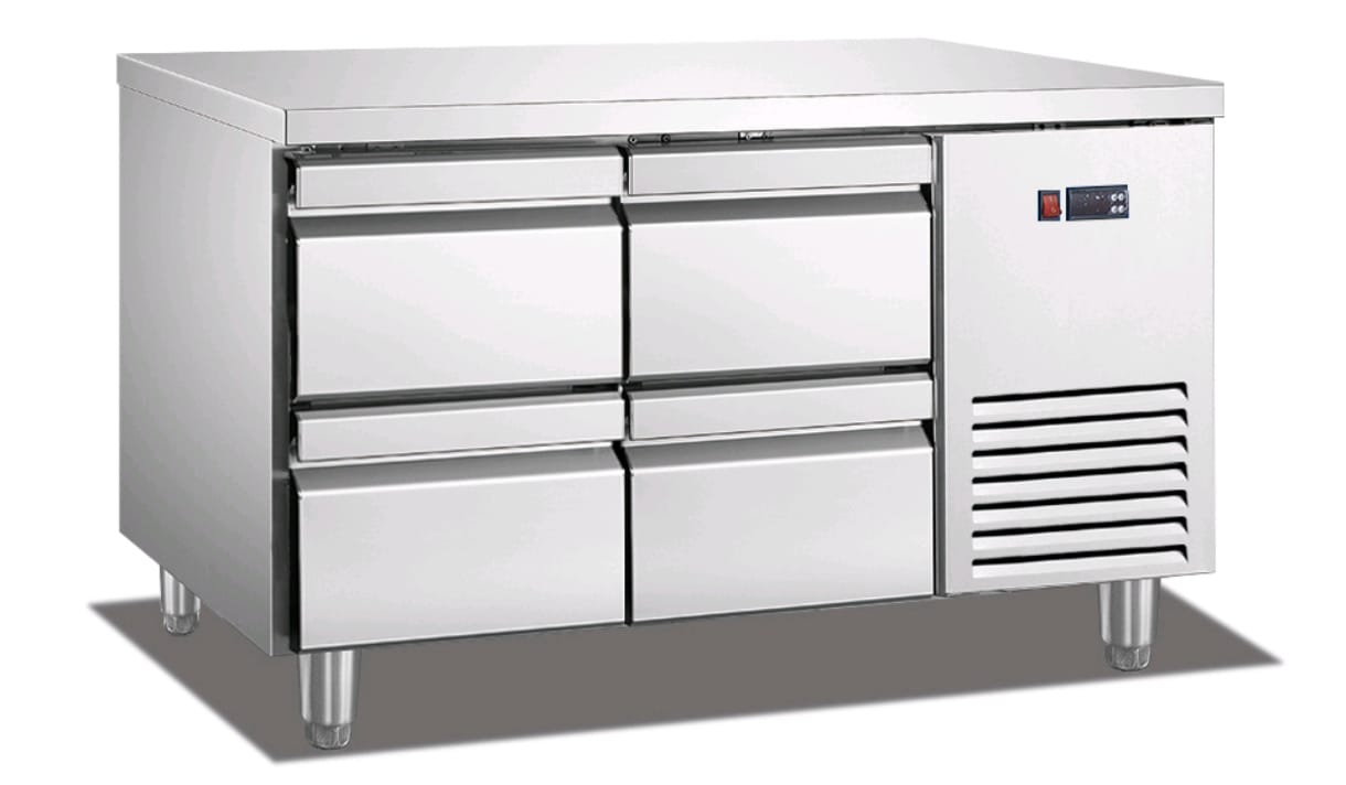 מקרר דלפק נירוסטה 4 מגירות 1200/700/850 מ"מ, 270W, מעלות 2-8